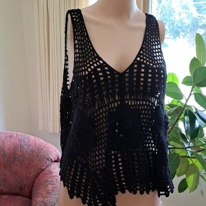 AZ Black Crochet Sleeveless Top PTP 20.5